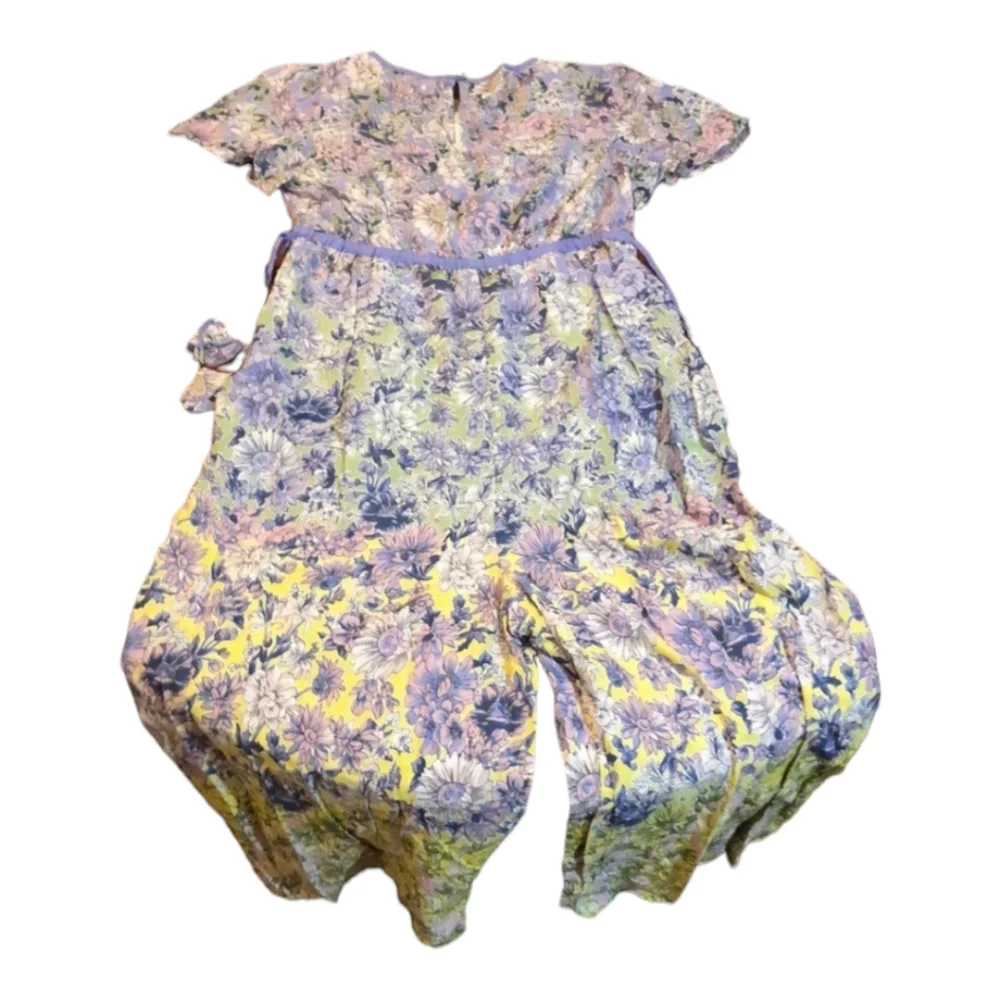 Anthropologie Romerio Sleep Jumpsuit Purple Floral Tassels Size Small‎